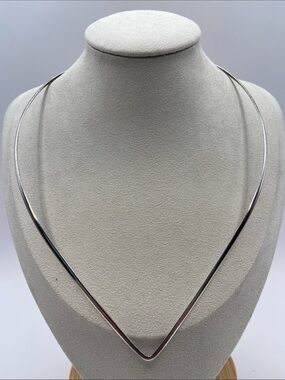 Sterling Silver 925 V Neck Wire Collar Choker Necklace Minimalist Bohemian New